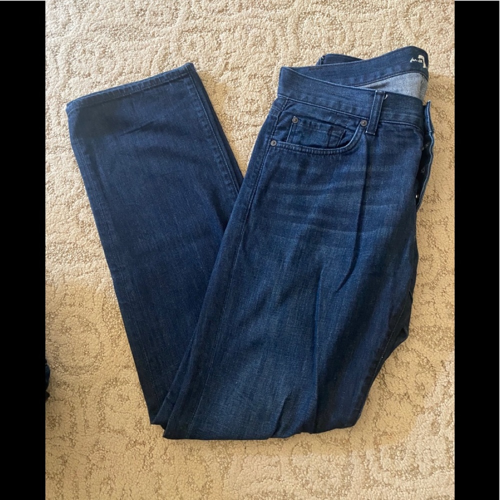 7 For All Mankind Men's Straight Jeans - Dark Blue